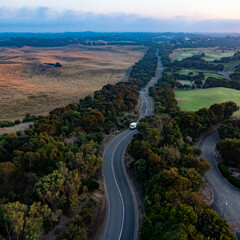 Fototapeta na wymiar aerial view of road in the countryside