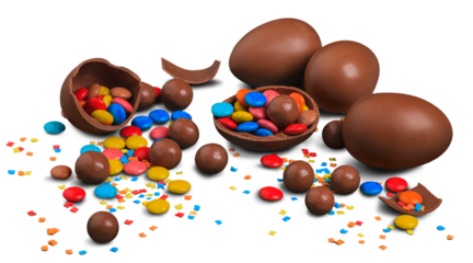Chocolate Easter Eggs and colored candy