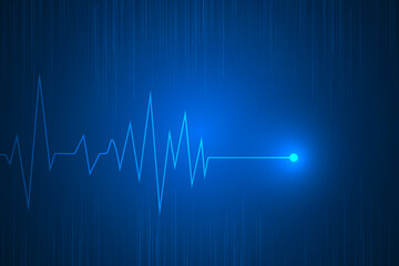 ECG pulse heartbeat life technology innovation abstract. digital heartbeat lines - obrazy, fototapety, plakaty