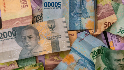 stack of rupiah banknotes as background