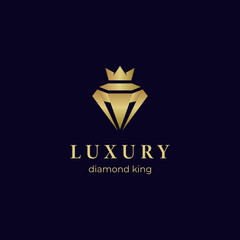 luxury diamond king with jewelry elegant logo icon design concept for jewelry shop business identity logo illustration