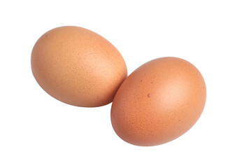 Two fresh eggs on a white background