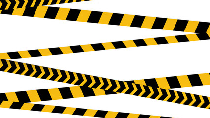 Vector set of restriction tapes, Warning tape and police line, Black and yellow line striped across the line of  PNG transparent Background 