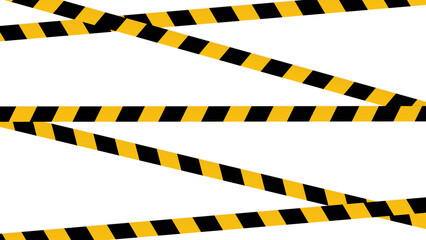 Vector set of restriction tapes, Warning tape and police line, Black and yellow line striped across the line of  PNG transparent Background 