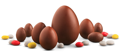 Chocolate Easter eggs. Christian concept