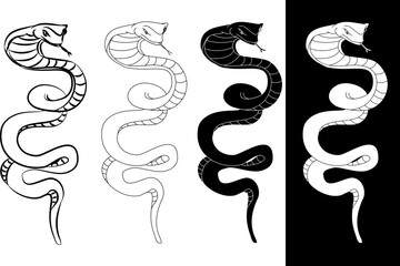 Hand drawn snake vector Illustration isolate on white background.Milk snake vector.Red snake vector.Lampropeltis triangulum vector.Sticker and hand drawn snake for tattoo.