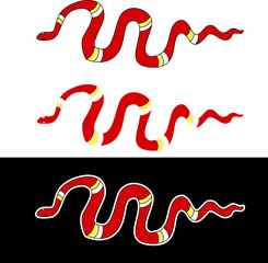 Hand drawn snake vector Illustration isolate on white background.Milk snake vector.Red snake vector.Lampropeltis triangulum vector.Sticker and hand drawn snake for tattoo.