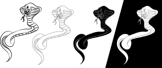 Hand drawn snake vector Illustration isolate on white background.Milk snake vector.Red snake vector.Lampropeltis triangulum vector.Sticker and hand drawn snake for tattoo.