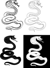 Hand drawn snake vector Illustration isolate on white background.Milk snake vector.Red snake vector.Lampropeltis triangulum vector.Sticker and hand drawn snake for tattoo.