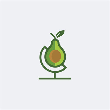Avocado fruit abstract logo template. Avocado vector design. Health food logotype.