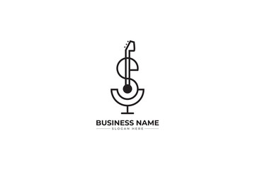 music guitar logo design. s letter music logo 