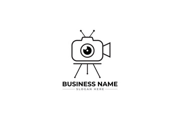 camera logo design. line art camera logo. digital video logo