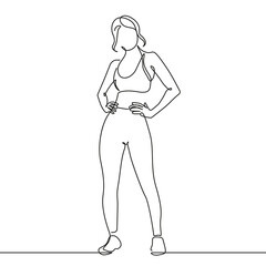 Woman Fitness Sport One Line Drawing. Woman Sport Concept Minimalist Drawing. Yoga, Fitness Line Art Modern Minimal Drawing. Trendy Illustration Continuous Line Art. Running Logo. Vector EPS 10