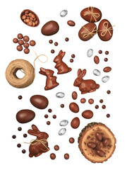 Chocolate Easter Eggs and colored candy