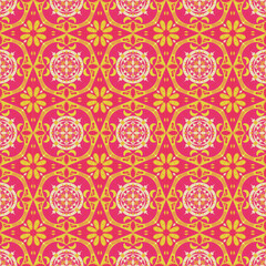 New Year Floral Seamless Pattern Background Garden Nature Damask Aboriginal Ornament Art