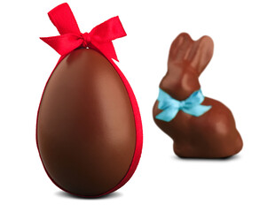 Delicious chocolate easter eggs and bunny