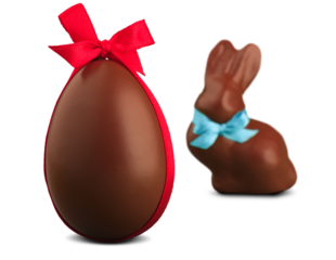 Delicious chocolate easter eggs and bunny