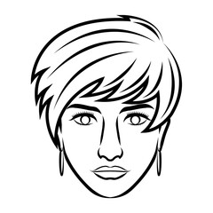 line art drawing of vintage woman face. Good use for symbol, icon, avatar, tattoo, T Shirt design, logo or any design