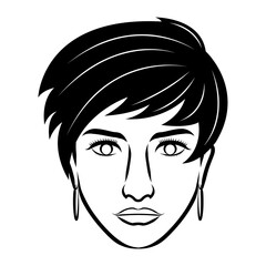 line art drawing of vintage woman face. Good use for symbol, icon, avatar, tattoo, T Shirt design, logo or any design