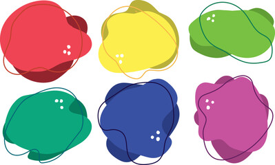 set of liquid watercolor paint splashes