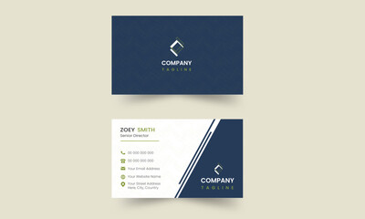 Blue modern creative business card and name card. Simple clean design. Vector business card design template , corporate style. Double sided business card template. Minimalist Business Card Layout.
