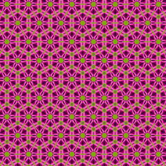 Abstract bright colorful joyful mosaic fabric pattern Simple geometric floral elements in green and pink, magenta, fuchsia, purple shades