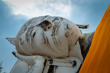 The face of the ancient Buddha image