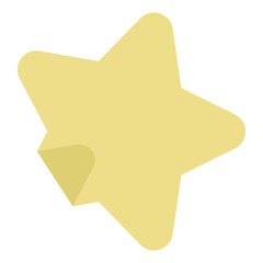 Golden star icon. Cute star blank note frame, paper stamp, sticker, folded edge, yellow color. Label