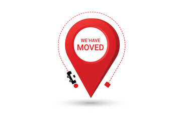 We have moved with car and change office address Vector element