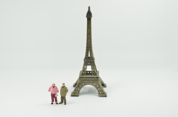 Fototapeta na wymiar an Eiffel tower Paris with small figure