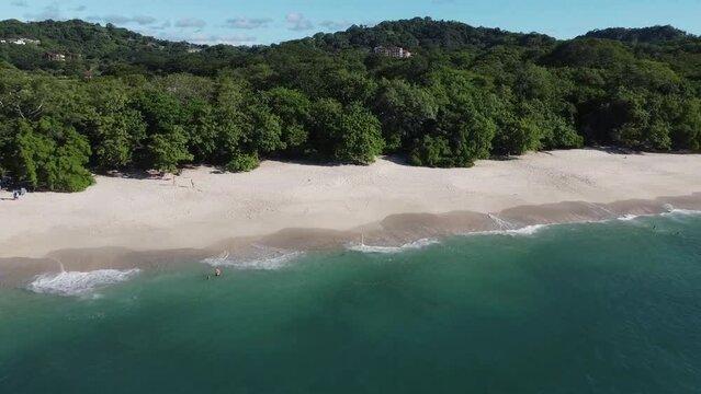 Aerial view of a the tropical and paradisiacal Conchal beach in the Guanacaste region, Costa Rica