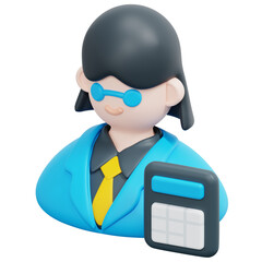accountant 3d render icon illustration