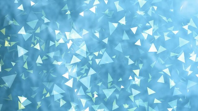 Particles triangular on blue background in 4k for 30 seconds
