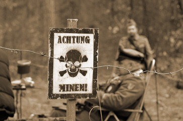 Landmine sign(German) Liberation of Kiev from nazis reenactment