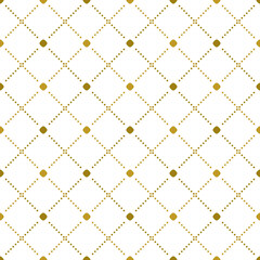 Geometric dotted vector dotted golden and white pattern. Seamless abstract modern texture for wallpapers and backgrounds