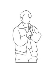 Kpop fashion stage line art image. idols of Koreans performing. K-pop male fashion idol. male singer who is singing wearing nice clothes
