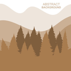 Abstract Forest Mountains Vector Illustration Background Design