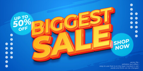 3d elegant promotion biggest sale banner on blue background