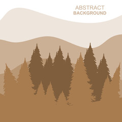 Abstract Forest Mountains Vector Illustration Background Design