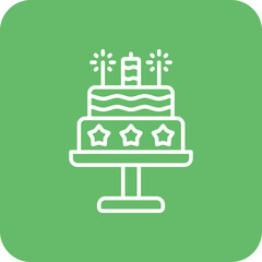 Cake Multicolor Round Corner Line Inverted Icon
