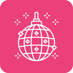 Disco Ball Multicolor Round Corner Line Inverted Icon