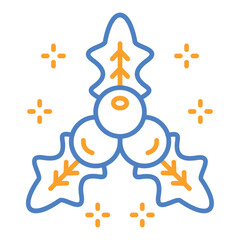 Mistletoe Blue And Orange Line Icon