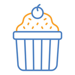 Muffin Blue And Orange Line Icon