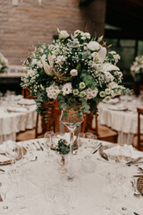 white flowers in wedding arrangement