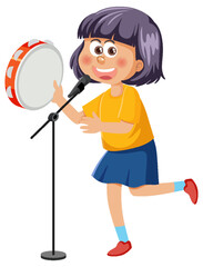Singer girl playing tambourine