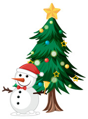 A snowman under Christmas tree