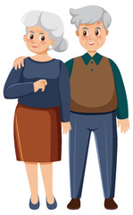 Elderly couple in cartoon style