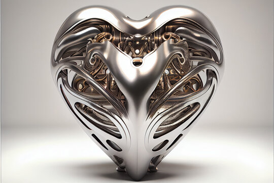Mechanical metal gold and silver heart illustration