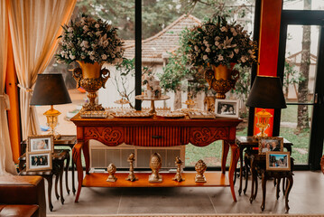 table set at wedding dinner