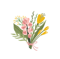 Isolated llustration bouquet of flowers. Vector design concept for Valentines Day and other.